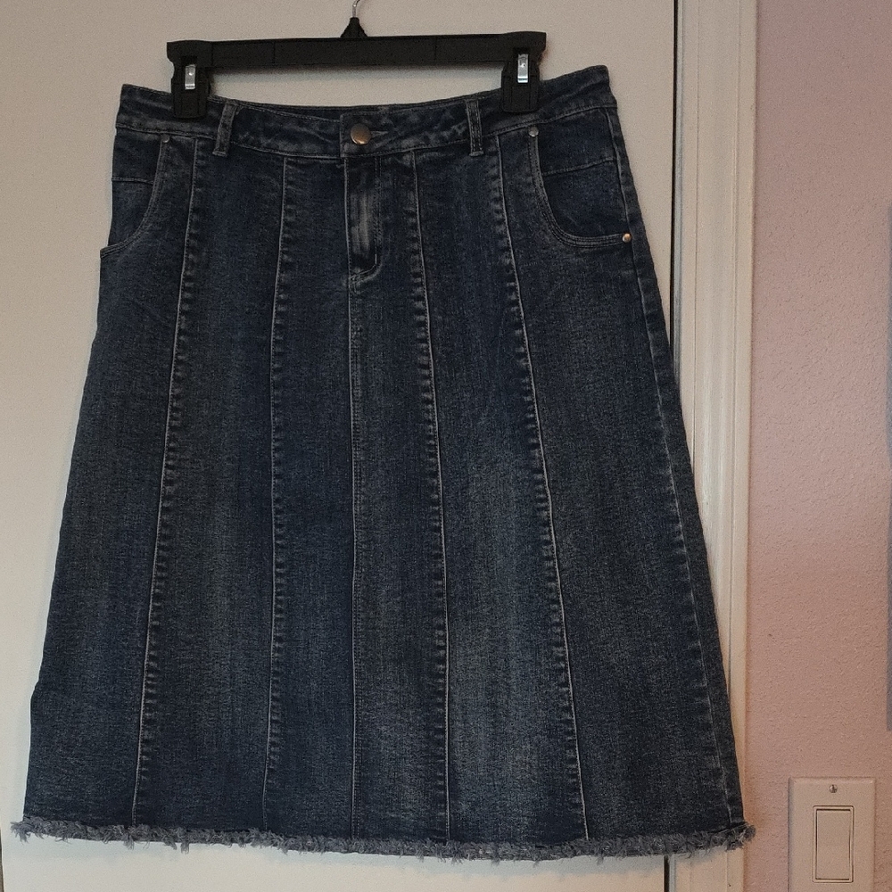Reba Blue Pleated A-Line Skirt